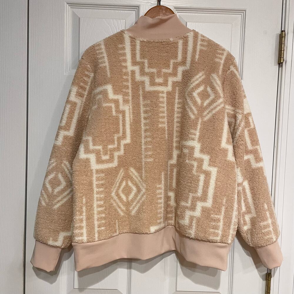 Susan Graver Bomber Jacket Womens Size Large Weekend Printed Polar Fleece Winter - Picture 6 of 8